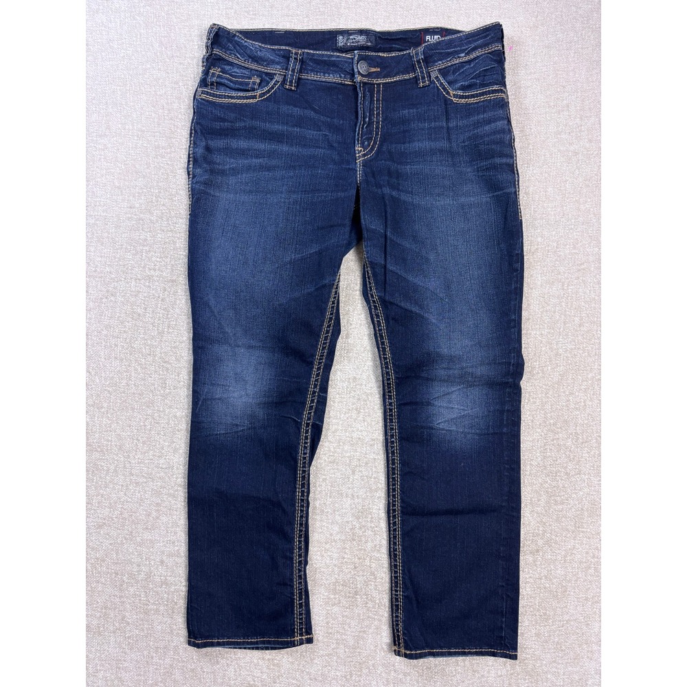Silver Jeans Co Suki Mid Straight Leg Dark Wash Fluid Denim W93413SAI467 16/30